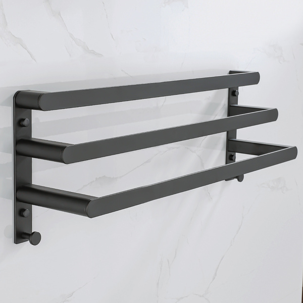 Wieszak ścienny łazienkowy na ręczniki czarny AS8900200