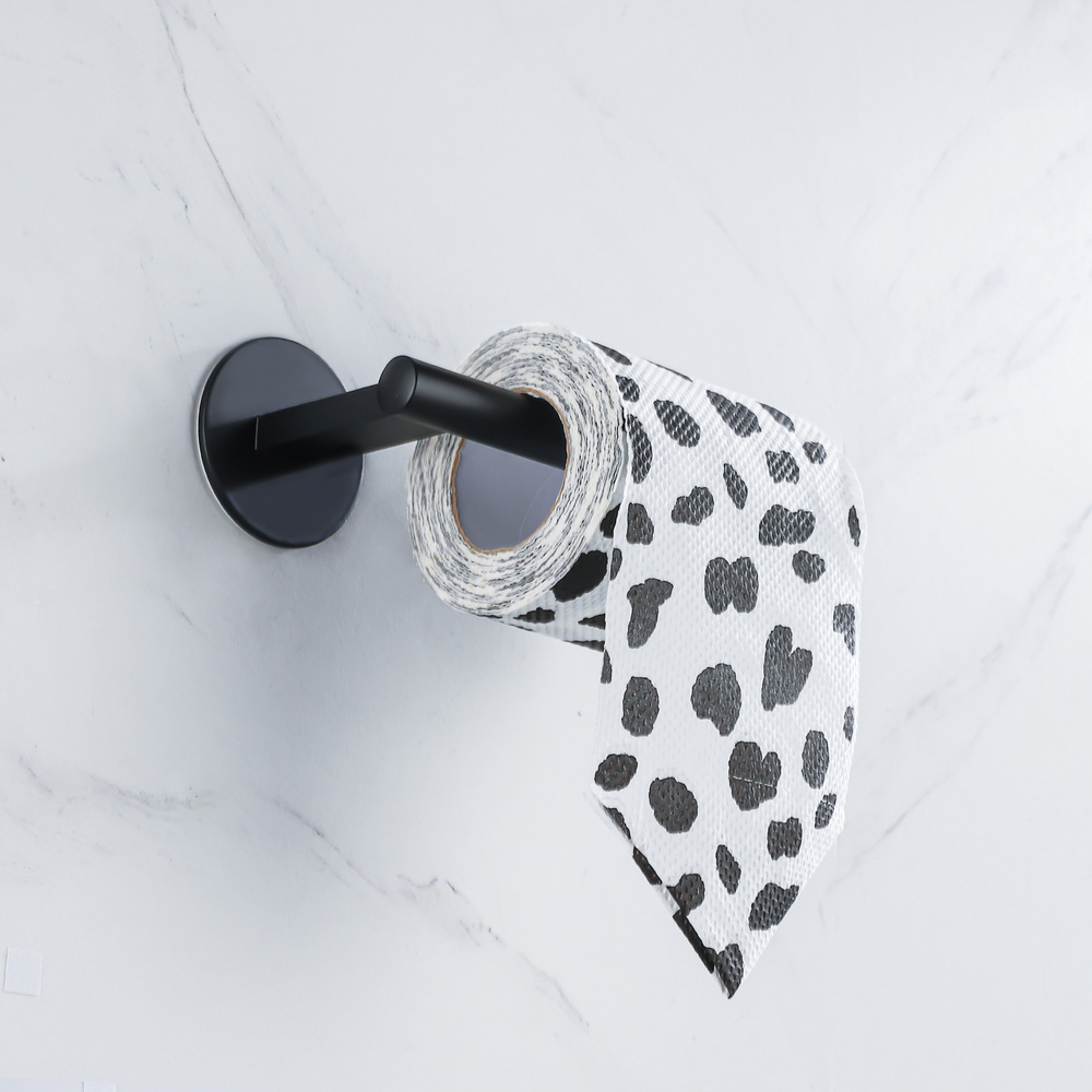 Uchwyt na papier toaletowy czarny samoprzylepny AS8619300