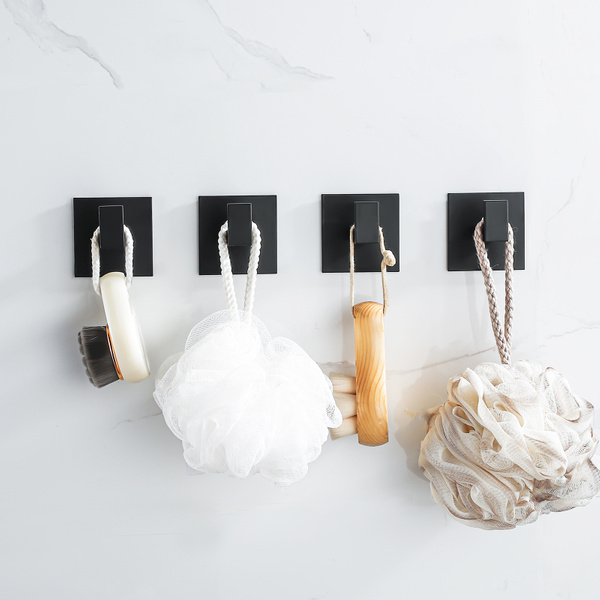 4x Wieszak haczyk samoprzylepny czarny na ręczniki