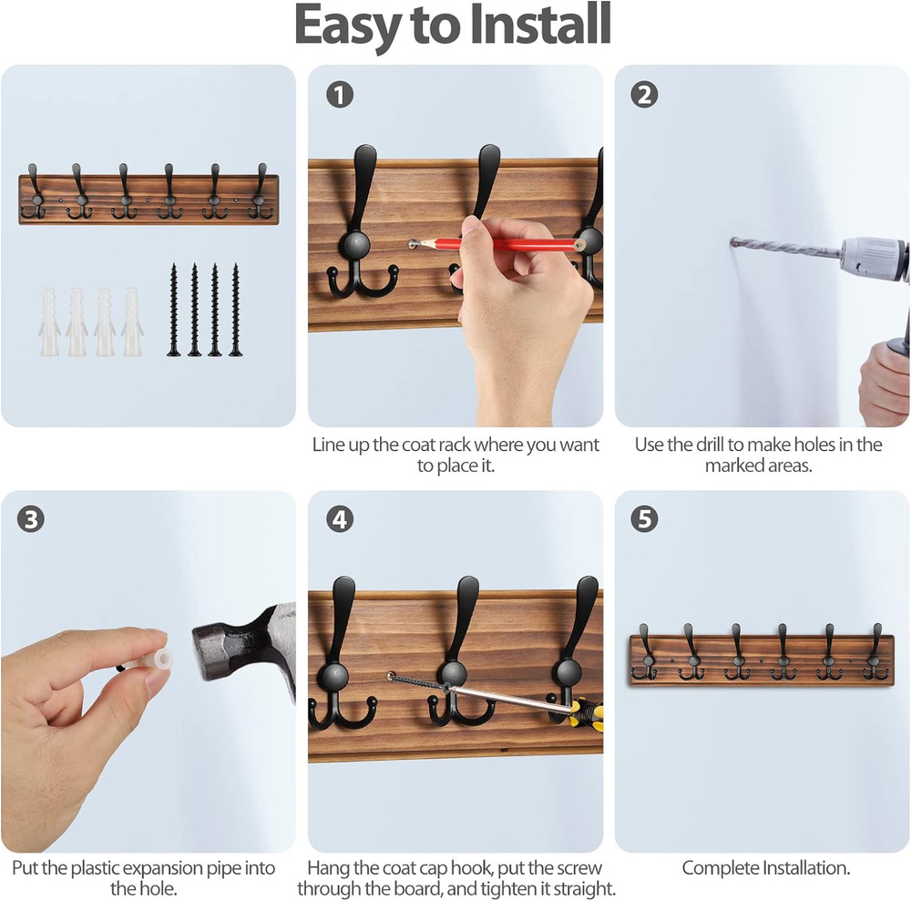 WIESZAK ŚCIENNY NA UBRANIA WIESZAK DO PRZEDPOKOJU