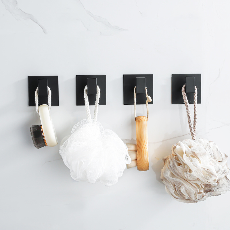 4x Wieszak haczyk samoprzylepny czarny na ręczniki