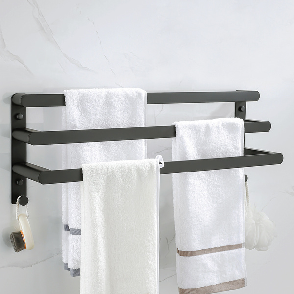 Wieszak ścienny łazienkowy na ręczniki czarny AS8900200