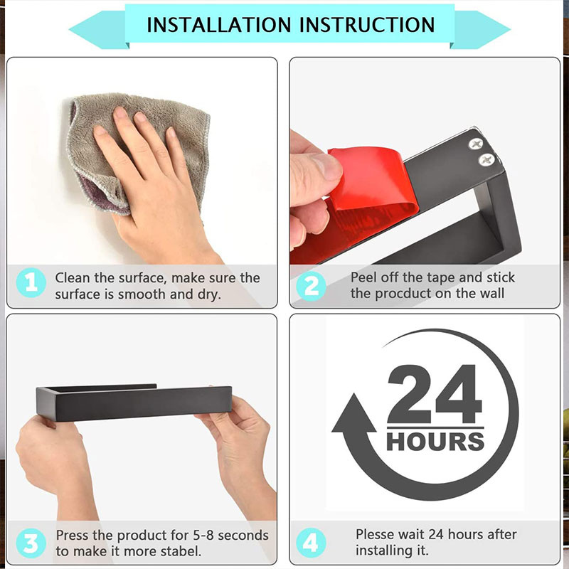 Uchwyt wieszak czarny samoprzylepny na ręczniki AS6622200