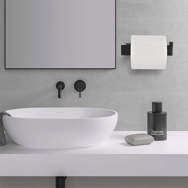 Uchwyt na papier toaletowy czarny samoprzylepny AS8619200