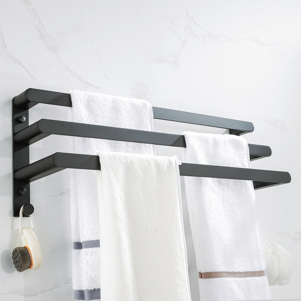 Wieszak ścienny łazienkowy na ręczniki czarny AS8900200