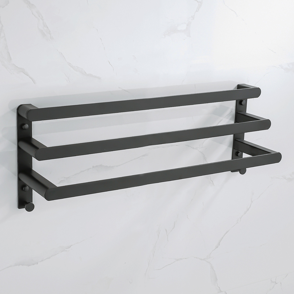 Wieszak ścienny łazienkowy na ręczniki czarny AS8900200