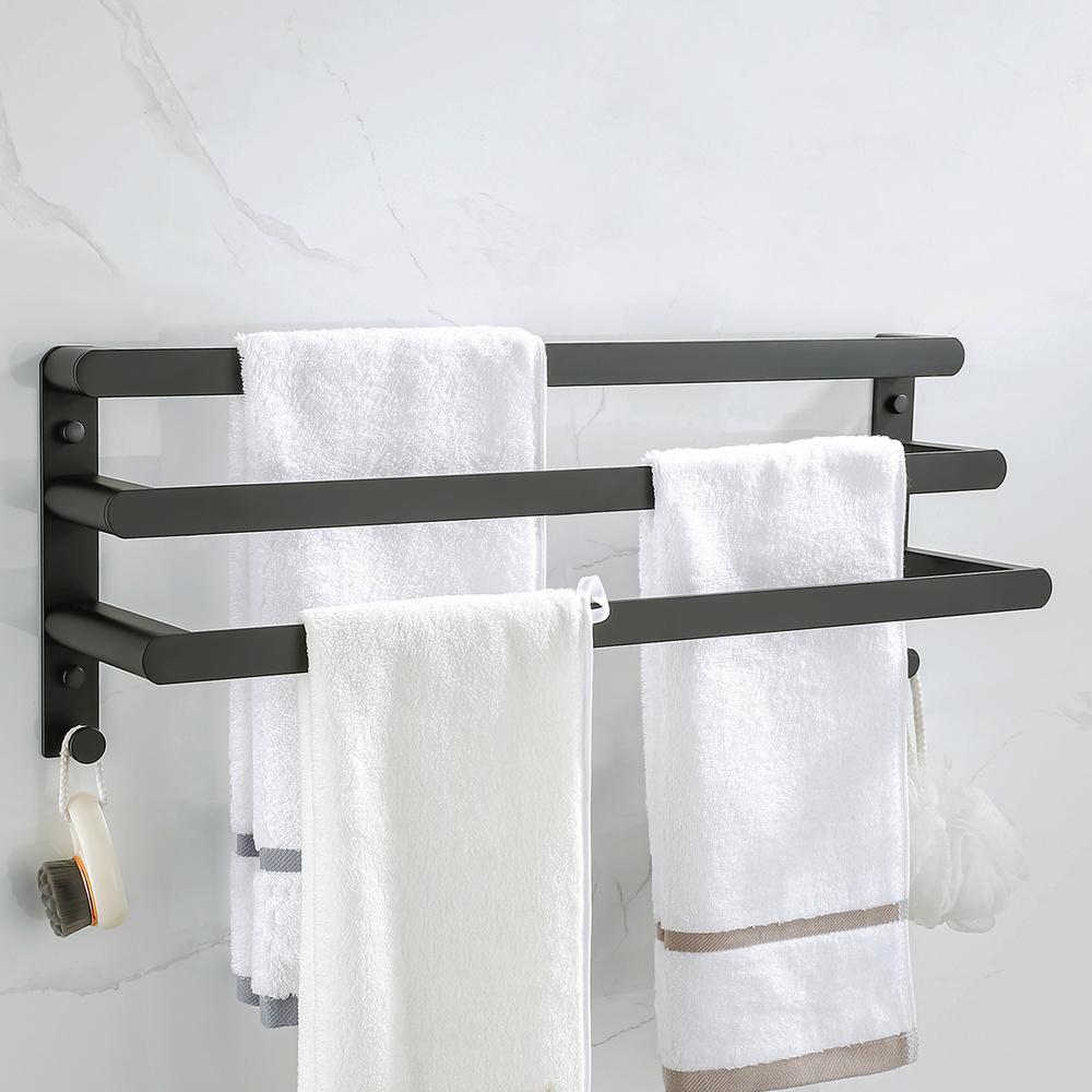 Wieszak ścienny łazienkowy na ręczniki czarny AS8900200