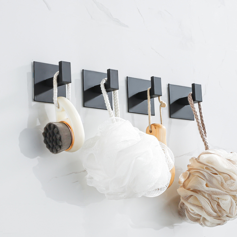 4x Wieszak haczyk samoprzylepny czarny na ręczniki