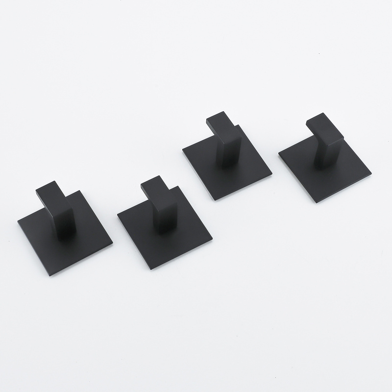 4x Wieszak haczyk samoprzylepny czarny na ręczniki